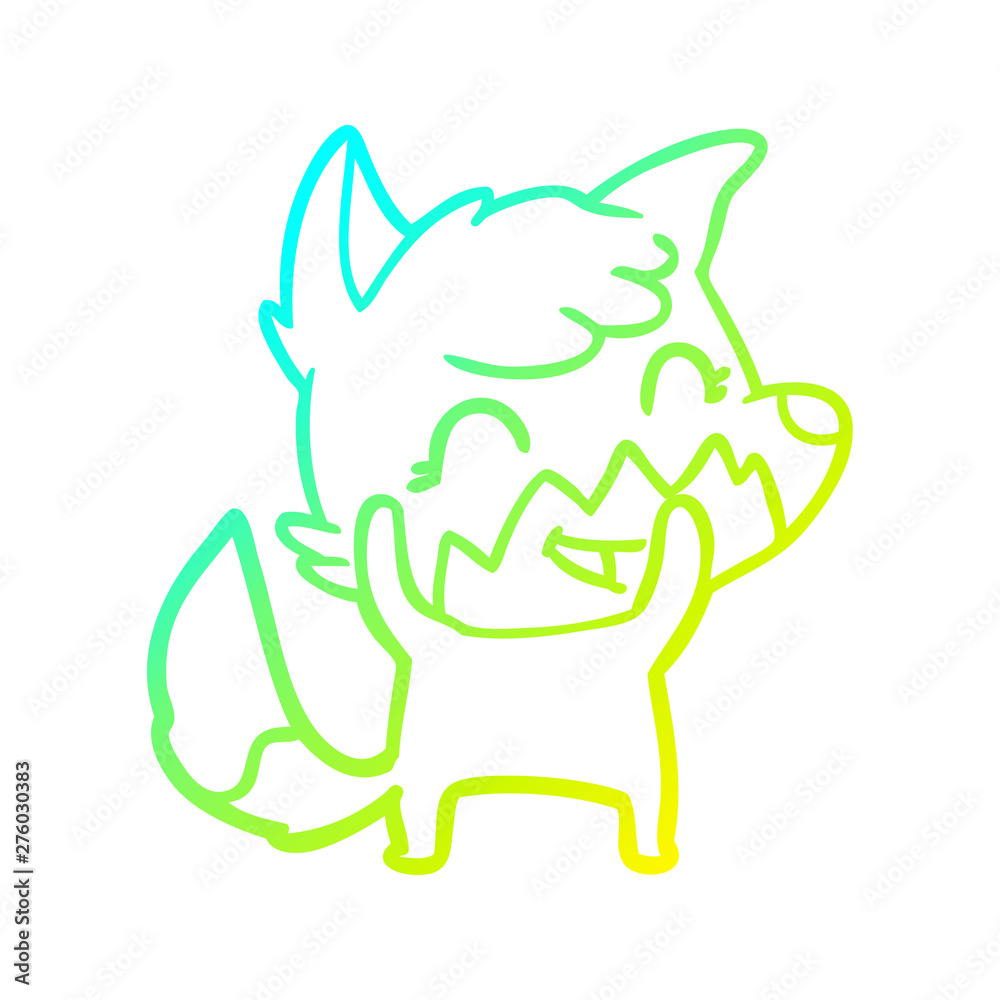 cold gradient line drawing happy cartoon fox cold gradient line drawing happy cartoon fox