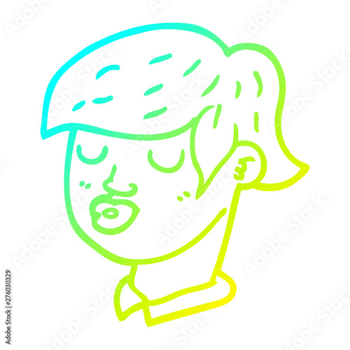 cold gradient line drawing cartoon content face