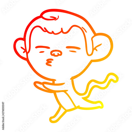 warm gradient line drawing cartoon suspicious monkey