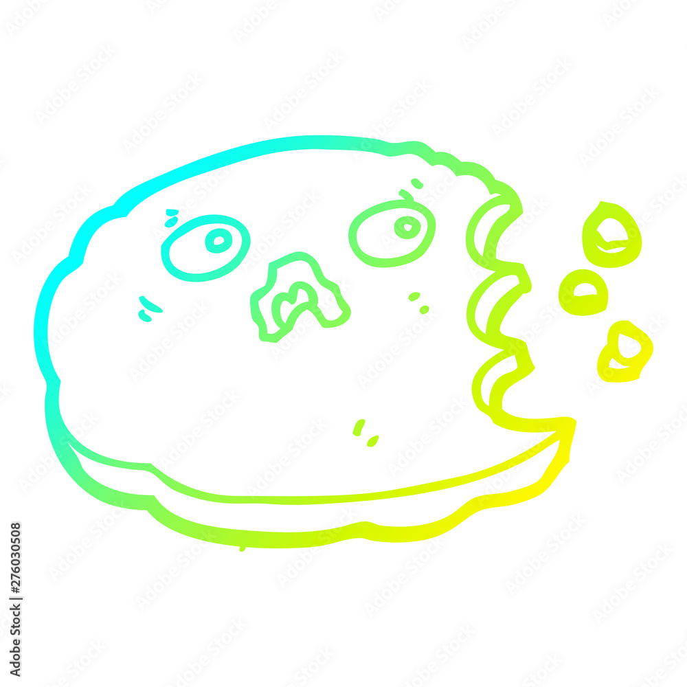 cold gradient line drawing cartoon cookie