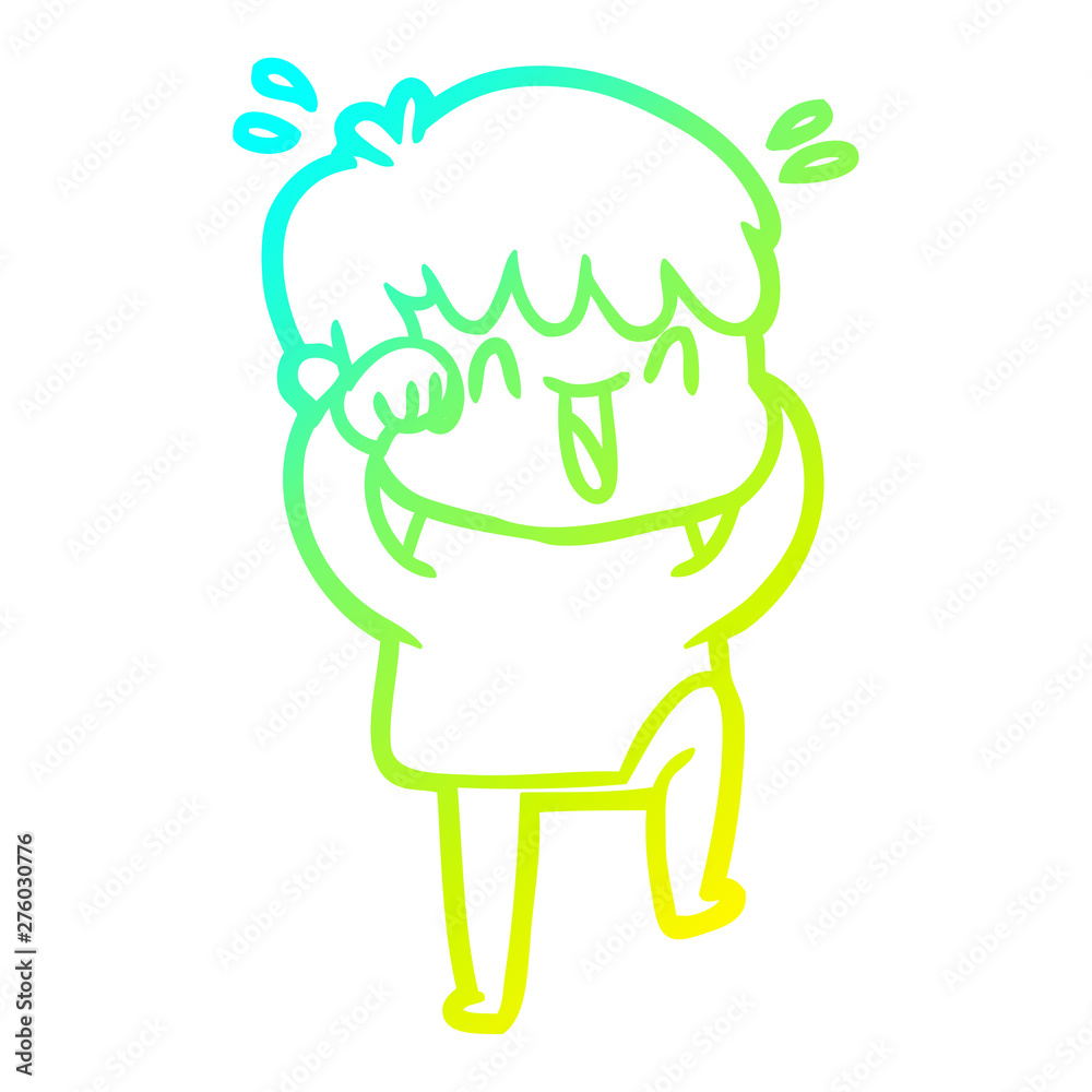 cold gradient line drawing cartoon laughing boy cold gradient line drawing cartoon laughing boy