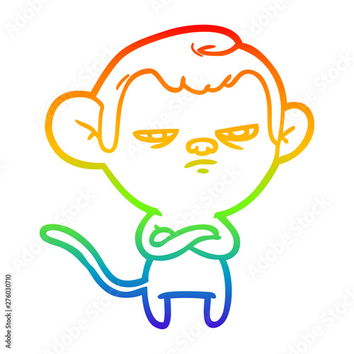 rainbow gradient line drawing cartoon monkey