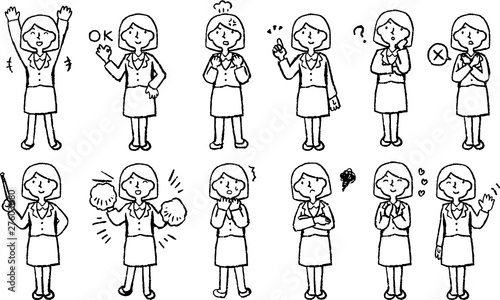 Monochrome Illustration of a Business woman face and pose