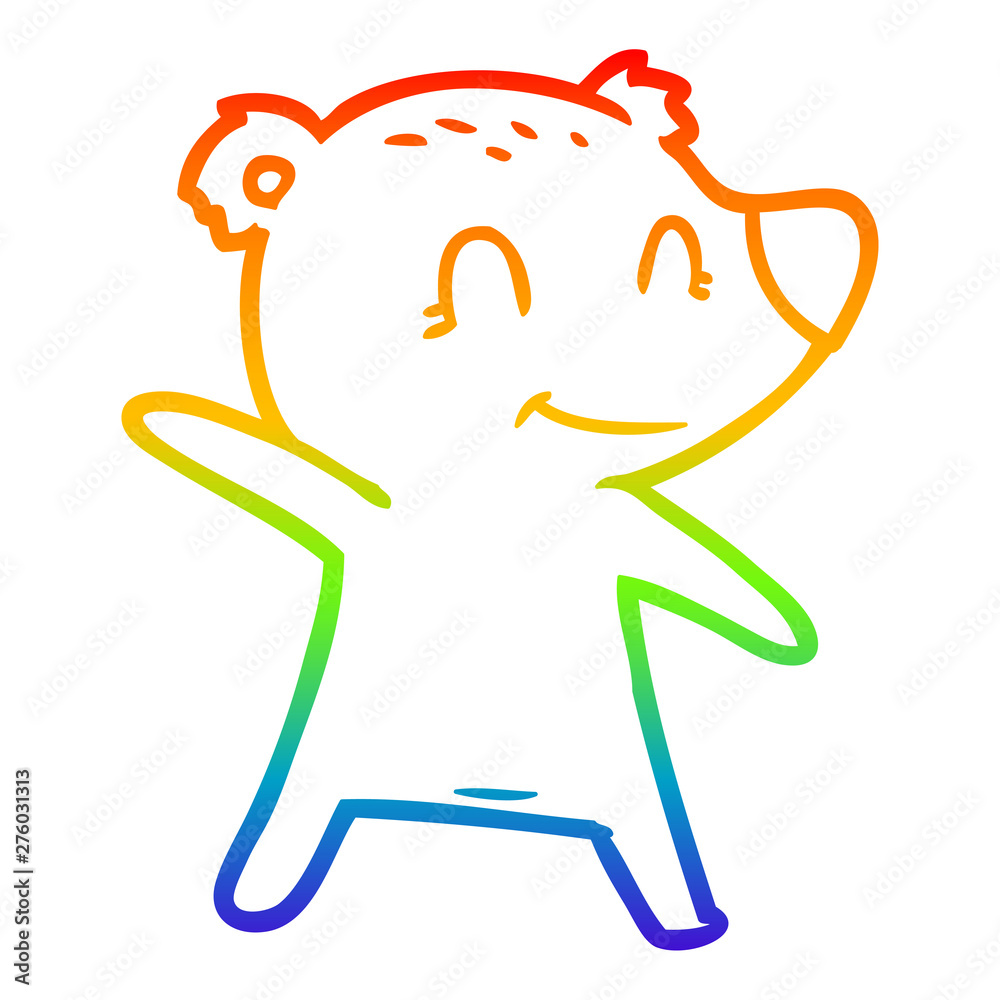 rainbow gradient line drawing smiling bear pointing rainbow gradient line drawing smiling bear pointing