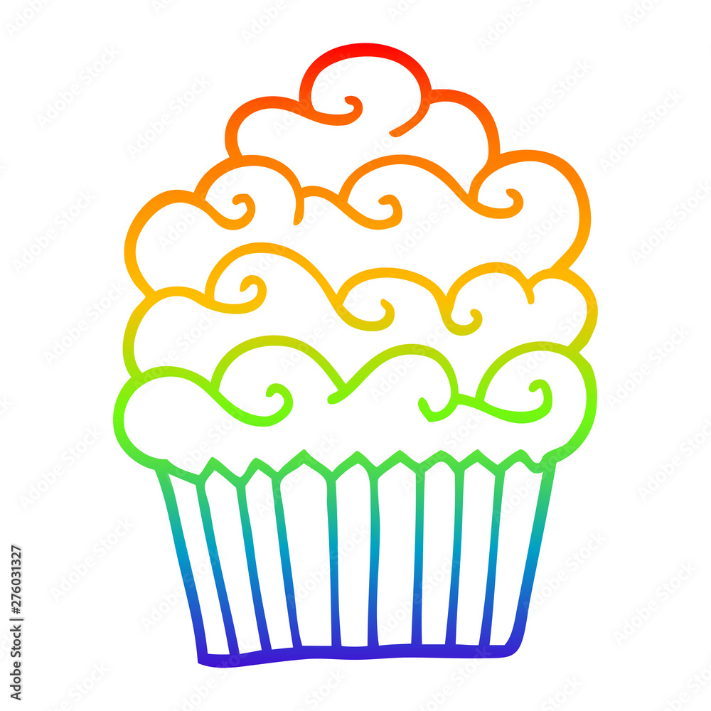 rainbow gradient line drawing cartoon vanilla cupcake rainbow gradient line drawing cartoon vanilla cupcake