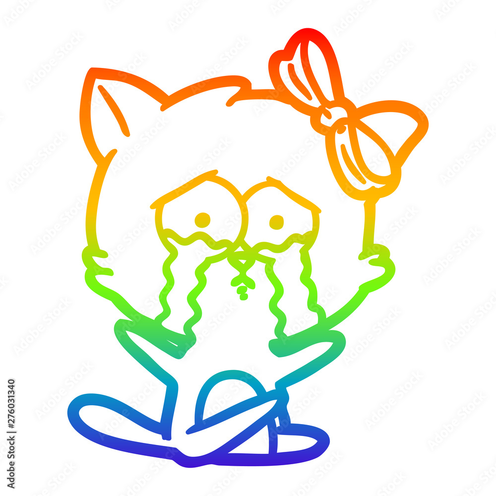 rainbow gradient line drawing cartoon cat rainbow gradient line drawing cartoon cat