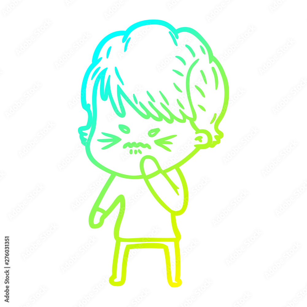 cold gradient line drawing cartoon frustrated woman cold gradient line drawing cartoon frustrated woman