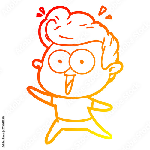 warm gradient line drawing cartoon excited man