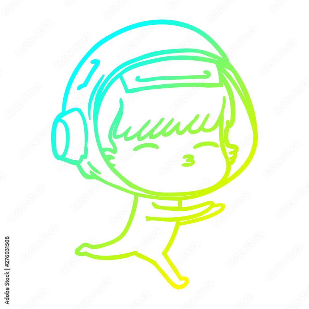 cold gradient line drawing cartoon curious astronaut cold gradient line drawing cartoon curious astronaut