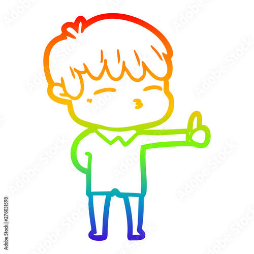 rainbow gradient line drawing cartoon curious boy