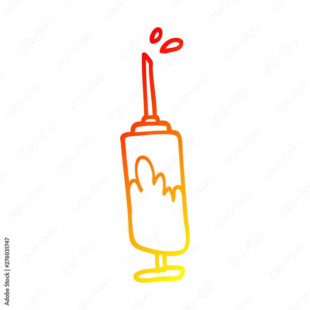 warm gradient line drawing cartoon needle full of blood