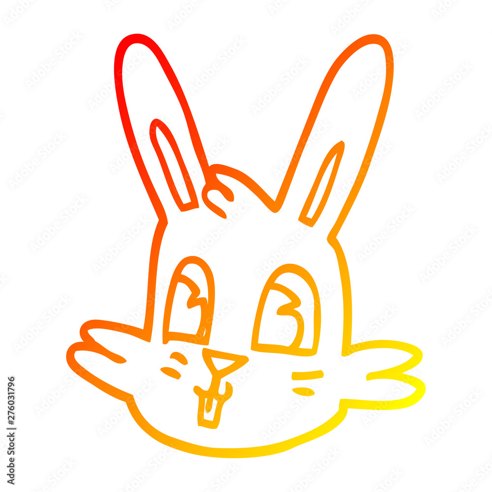 Fototapeta premium warm gradient line drawing cartoon bunny face