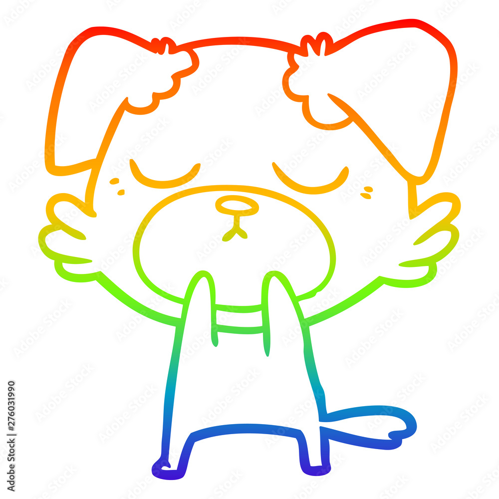 Obraz premium rainbow gradient line drawing cute cartoon dog