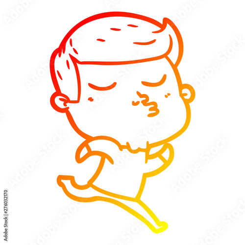 warm gradient line drawing cartoon model guy pouting