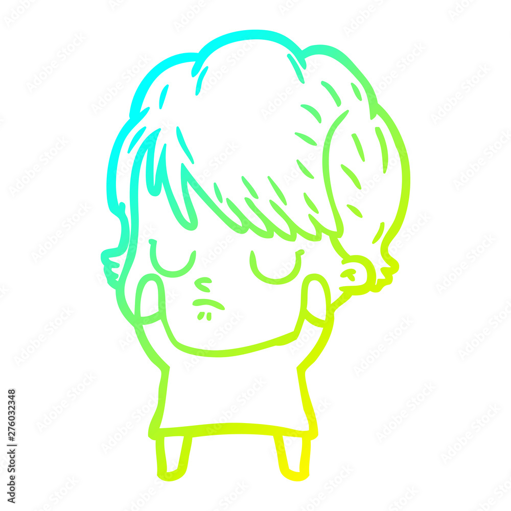 cold gradient line drawing cartoon woman cold gradient line drawing cartoon woman