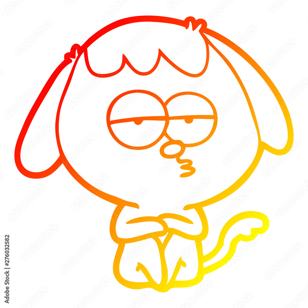 Fototapeta premium warm gradient line drawing cartoon bored dog