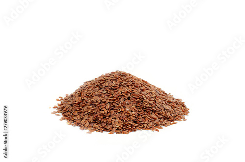 Flax seeds on white background photo