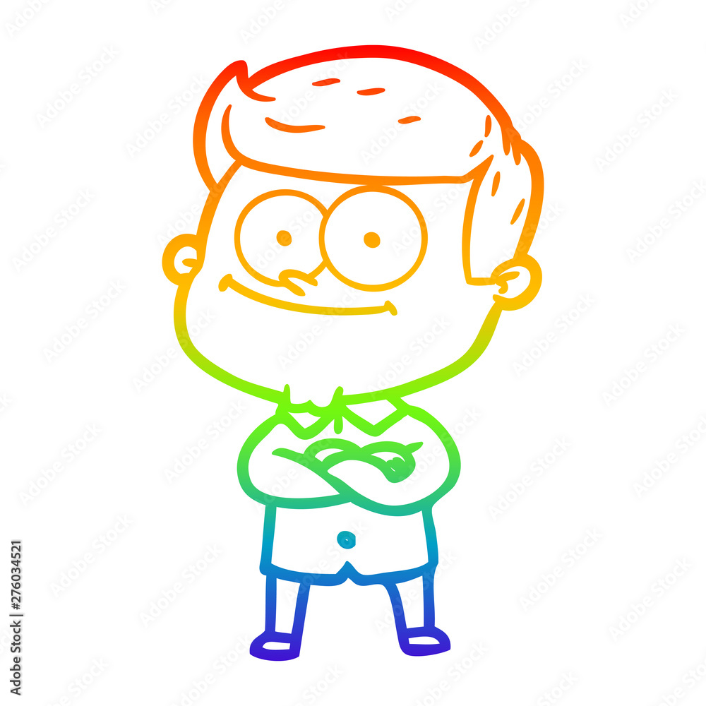 rainbow gradient line drawing cartoon happy man