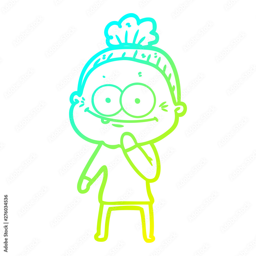 cold gradient line drawing cartoon happy old woman cold gradient line drawing cartoon happy old woman