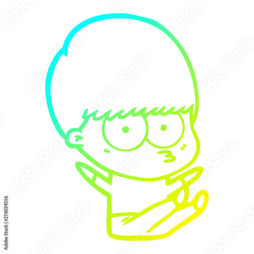 cold gradient line drawing nervous cartoon boy