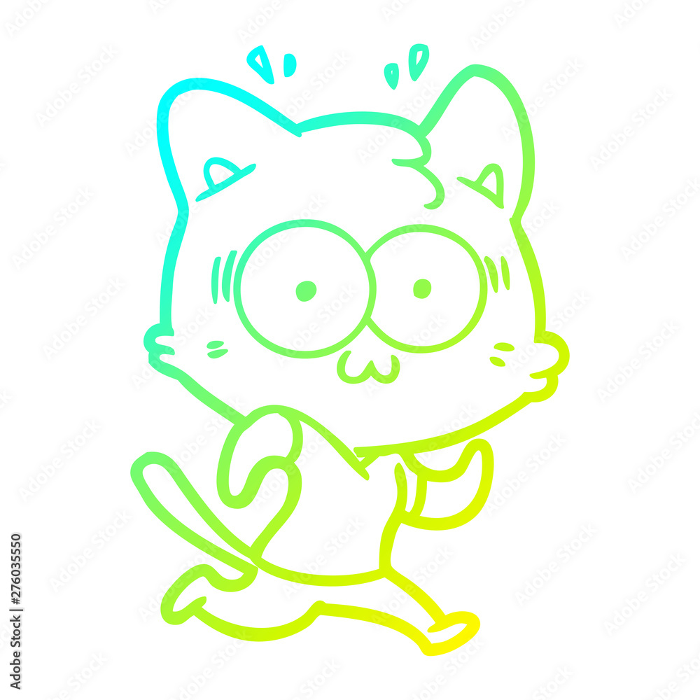 cold gradient line drawing cartoon surprised cat running cold gradient line drawing cartoon surprised cat running