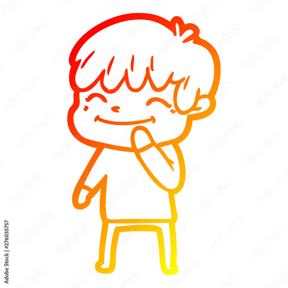 warm gradient line drawing cartoon happy boy warm gradient line drawing cartoon happy boy
