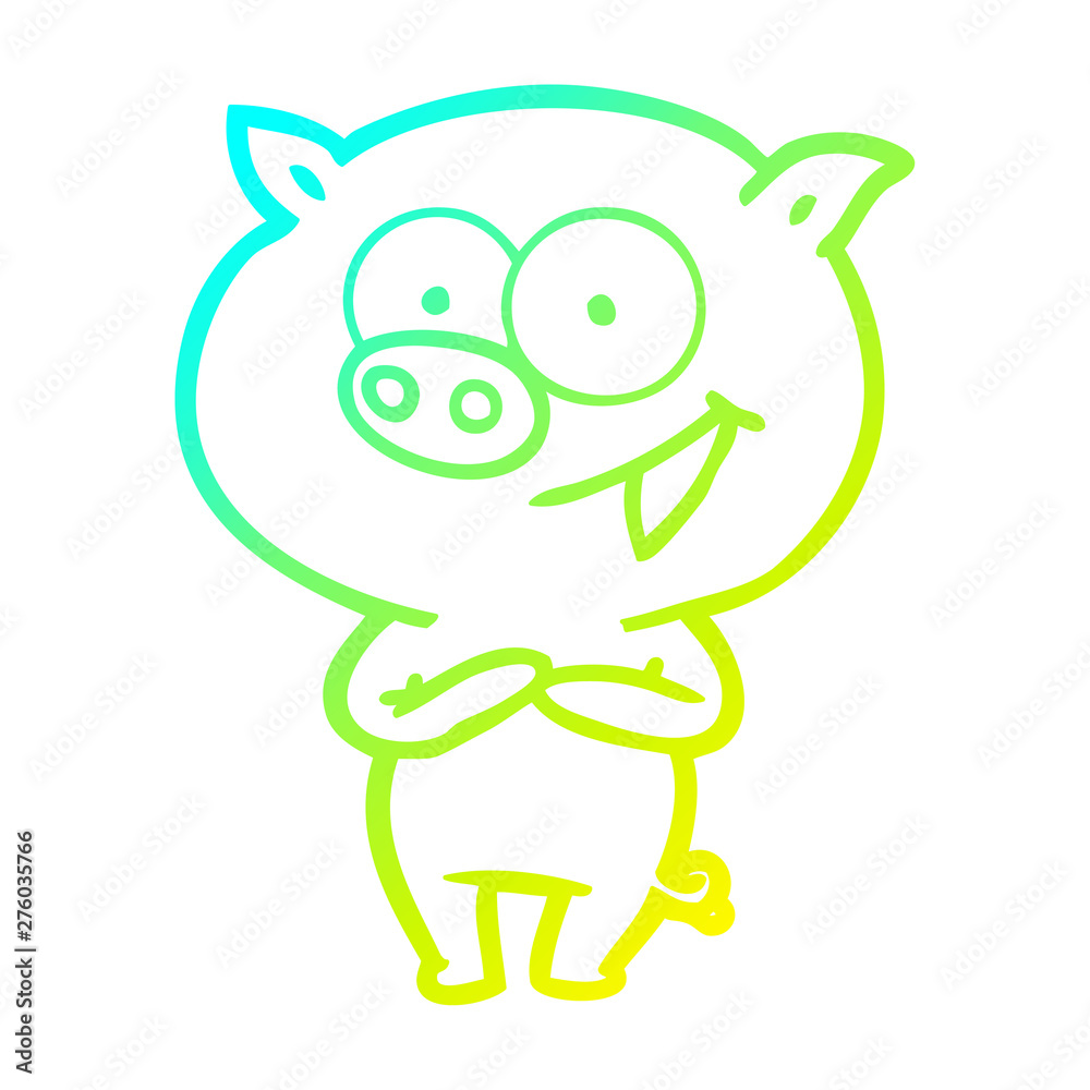 cold gradient line drawing cheerful pig cartoon cold gradient line drawing cheerful pig cartoon
