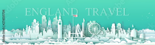 Vector illustration travel london england famous landmarks Europe.