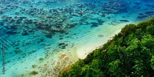Fototapeta Naklejka Na Ścianę i Meble -  view of the coast with beach and coral at bukit in bali -indonesia