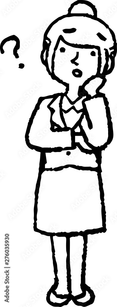 Monochrome Illustration of a job-hunting girl student face and pose Monochrome Illustration of a job-hunting girl student face and pose