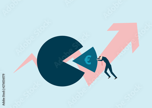 Business people and financial graph cake, career success