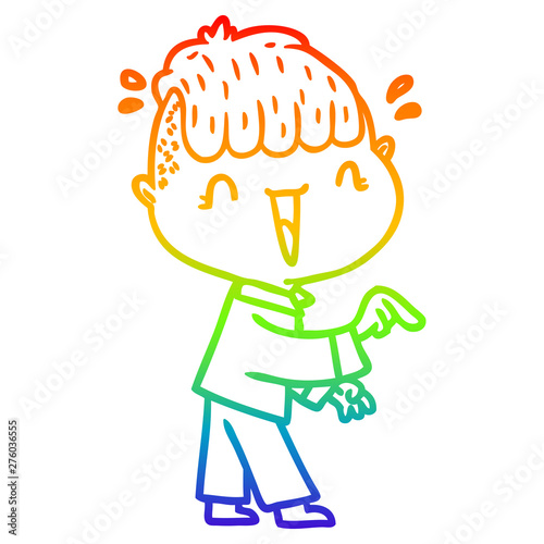 rainbow gradient line drawing cartoon happy boy surprised
