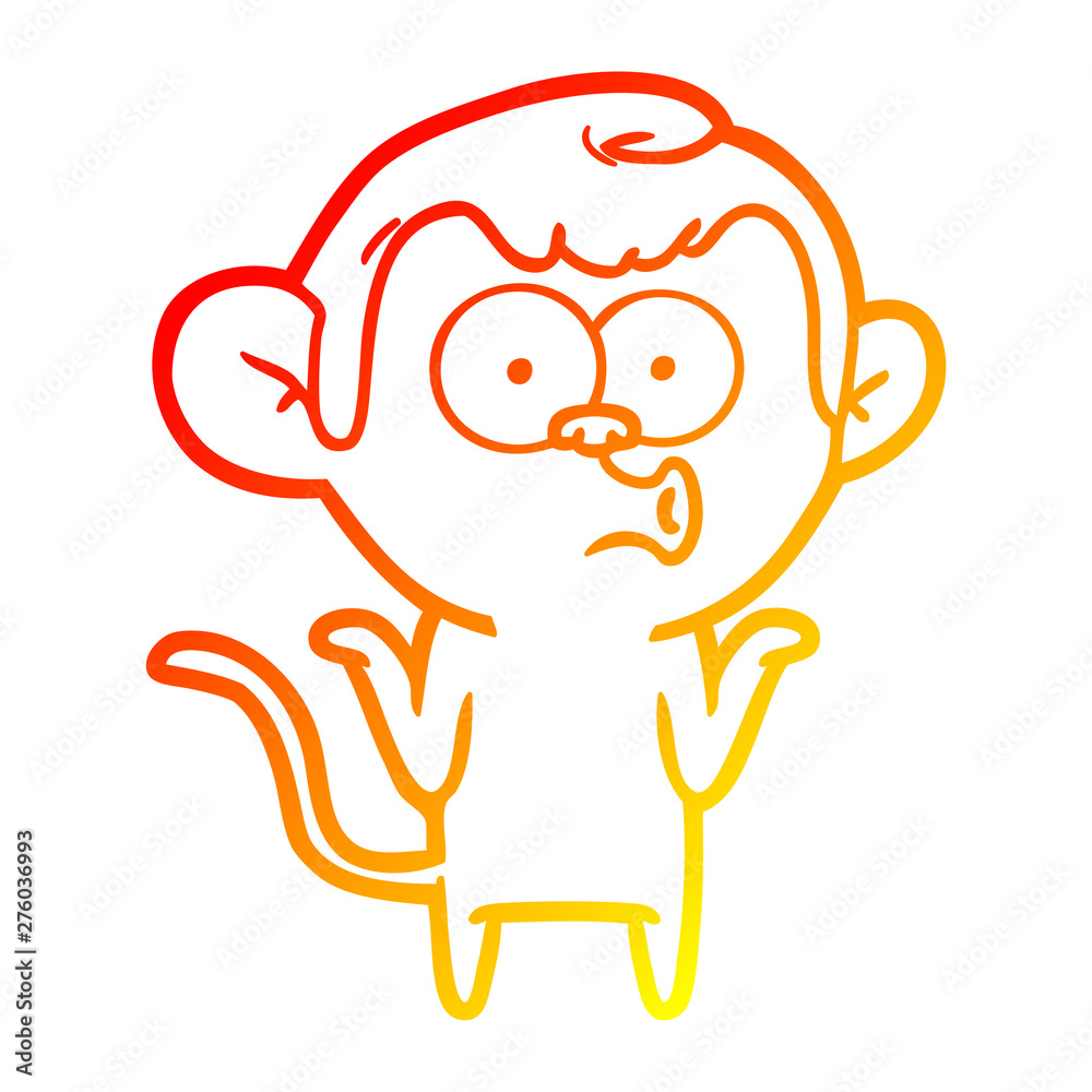 warm gradient line drawing cartoon confused monkey warm gradient line drawing cartoon confused monkey