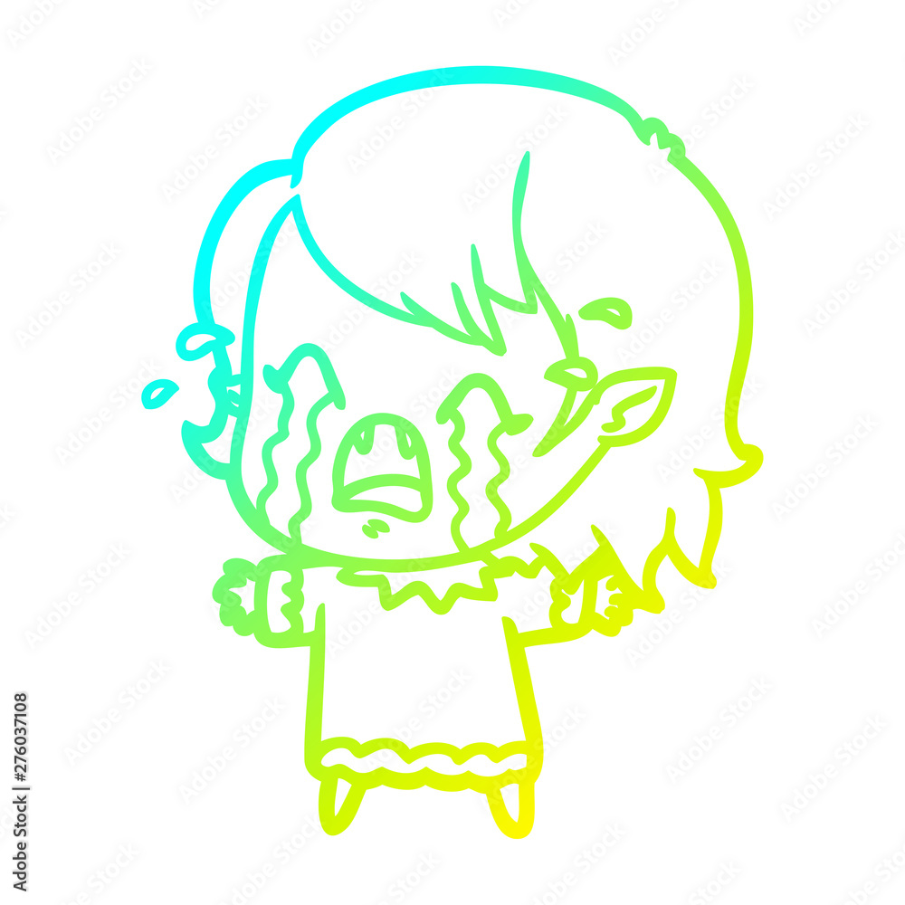 cold gradient line drawing cartoon crying vampire girl cold gradient line drawing cartoon crying vampire girl