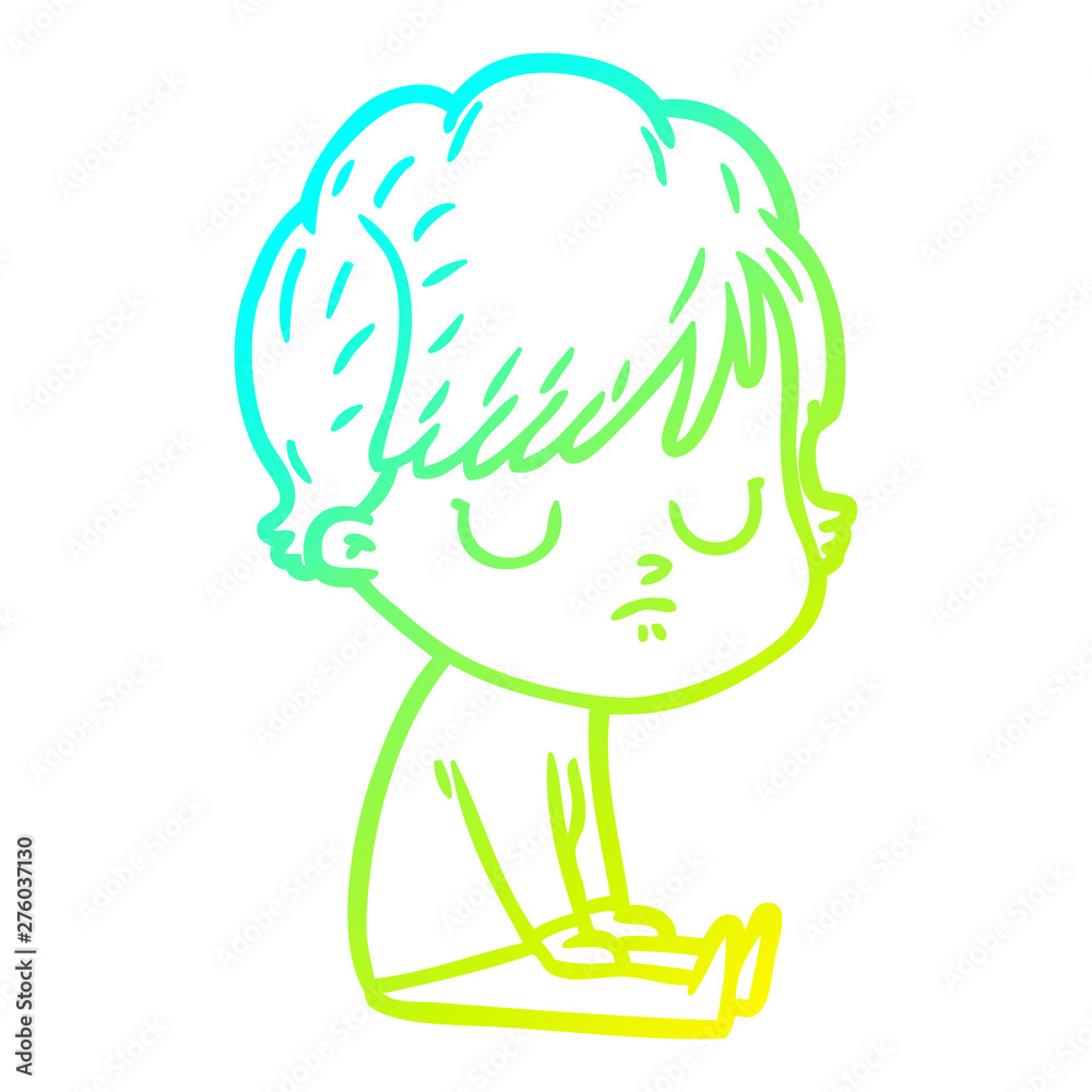 cold gradient line drawing cartoon woman cold gradient line drawing cartoon woman