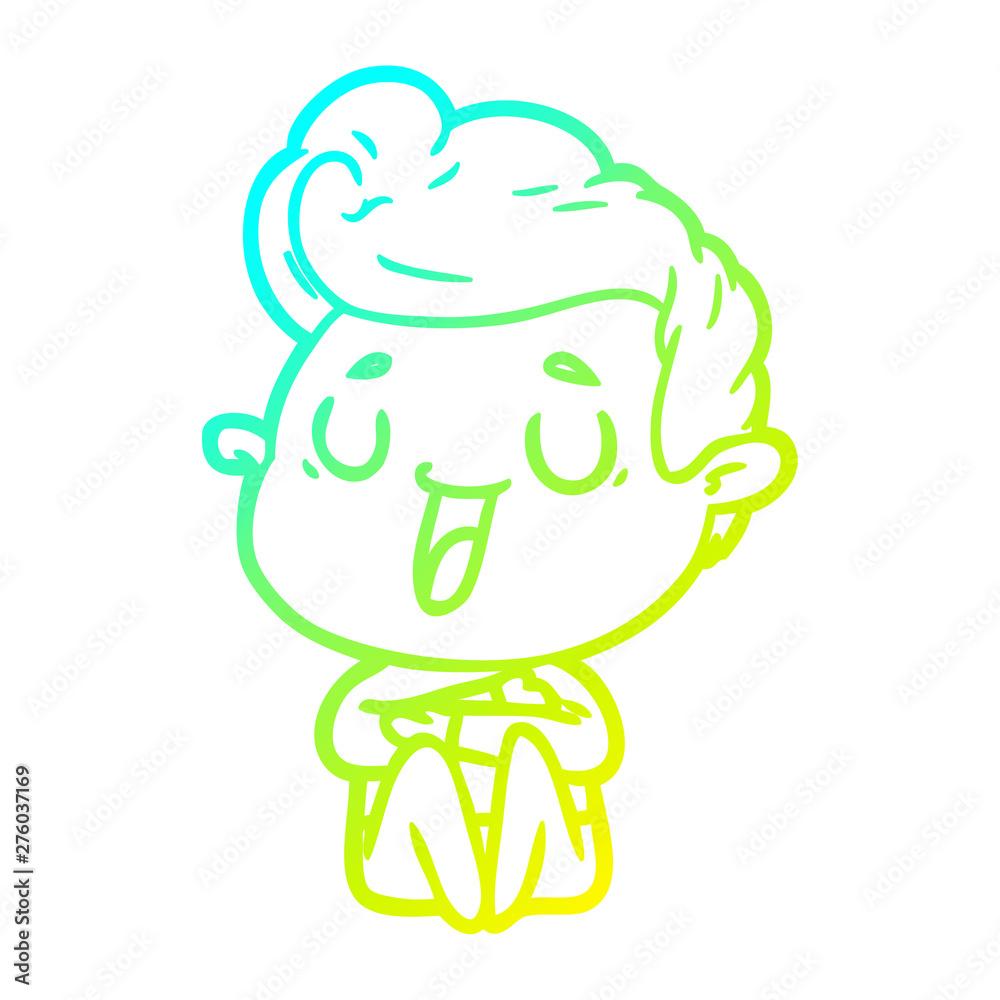 cold gradient line drawing happy cartoon man cold gradient line drawing happy cartoon man
