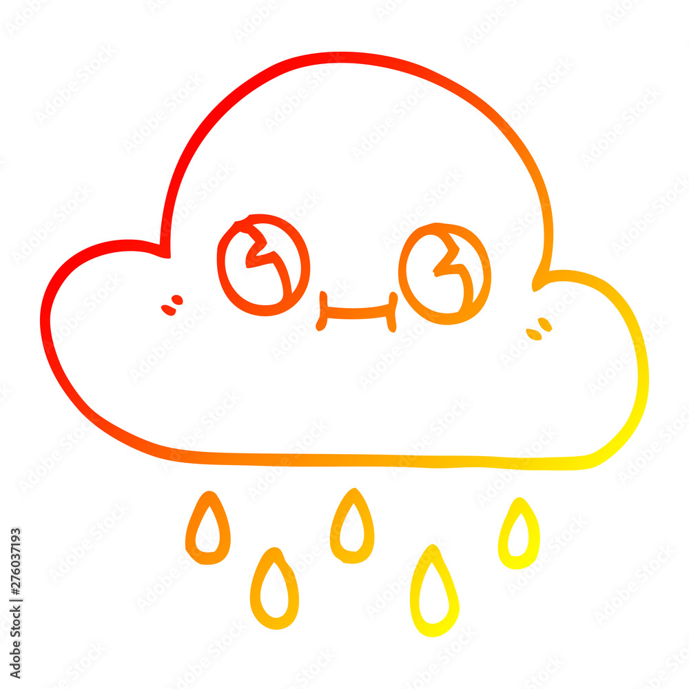 warm gradient line drawing cartoon rain cloud warm gradient line drawing cartoon rain cloud