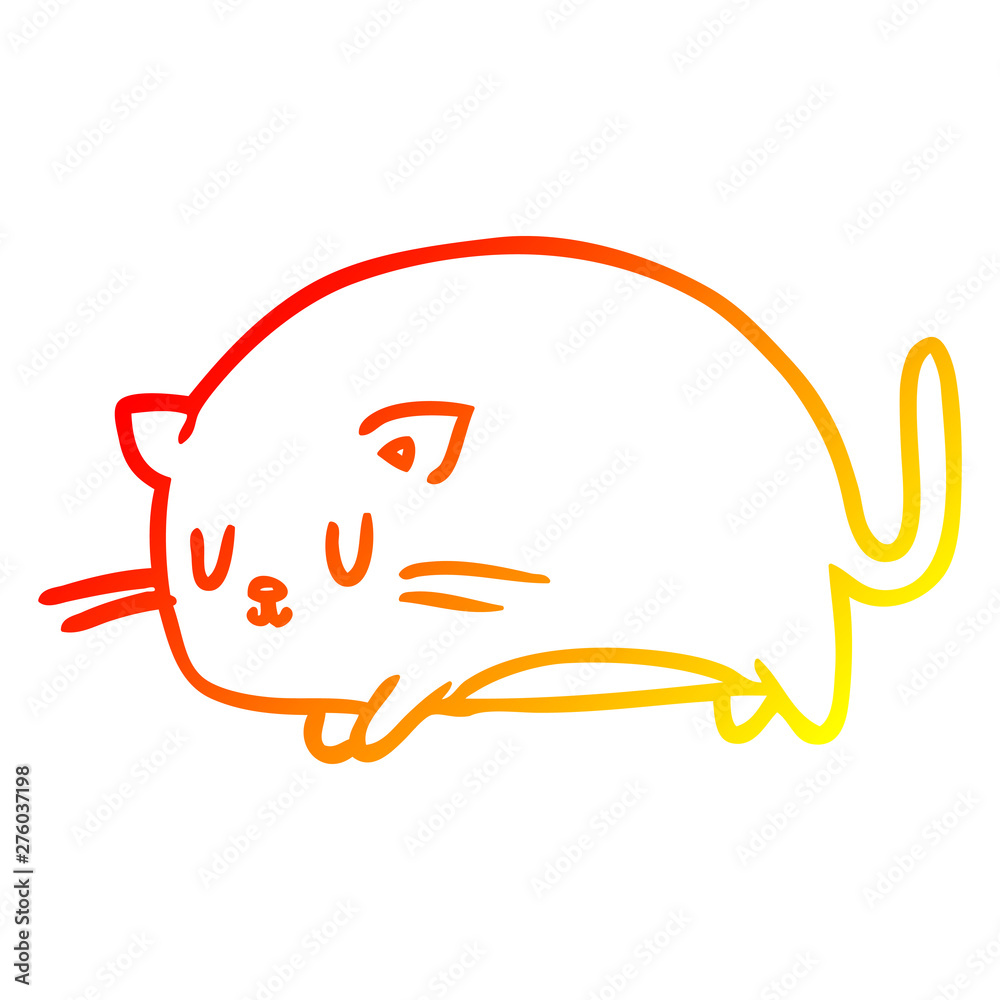 warm gradient line drawing cute fat cat warm gradient line drawing cute fat cat