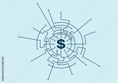 E-finance, circuit boards and currency symbols,dollar