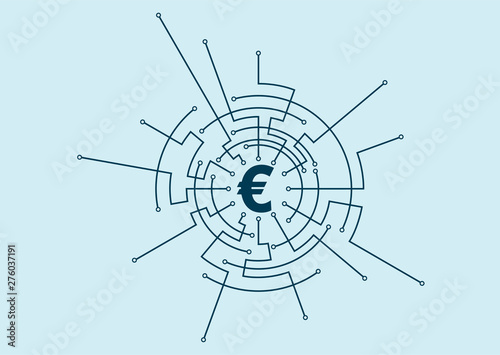 E-finance, circuit boards and currency symbols,euro