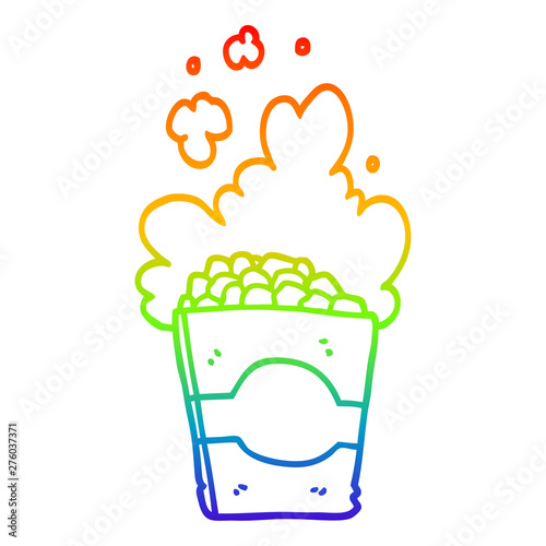 rainbow gradient line drawing cartoon popcorn