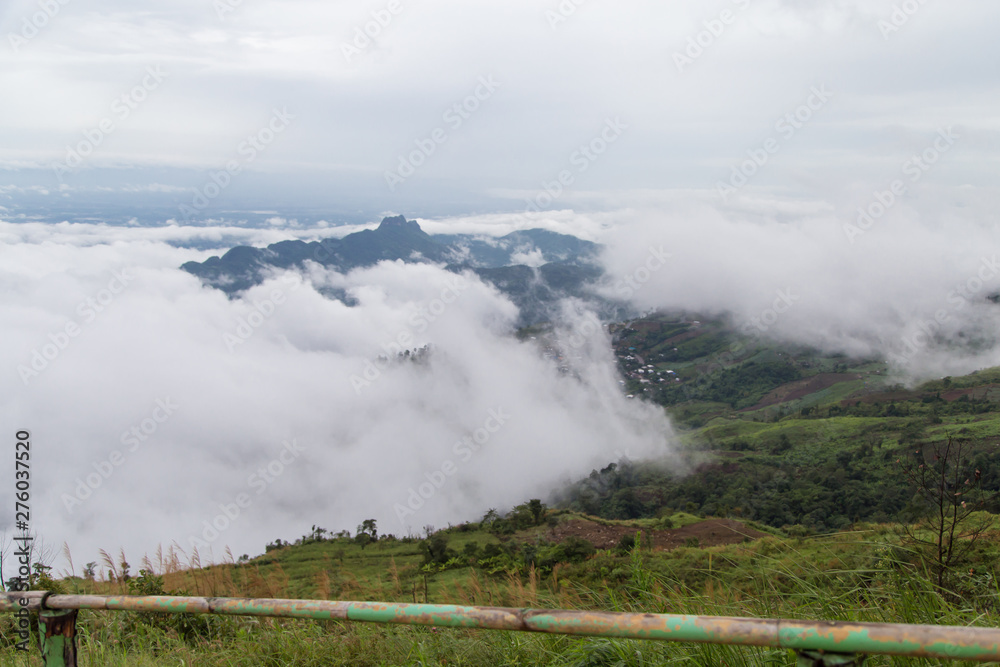 Clouds and mountains, high-angle views at Phu Thap Boek, Thailand 