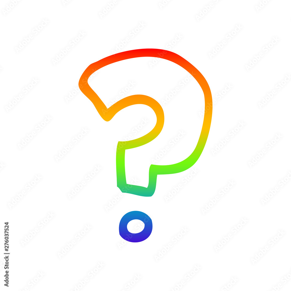 rainbow gradient line drawing cartoon question mark rainbow gradient line drawing cartoon question mark