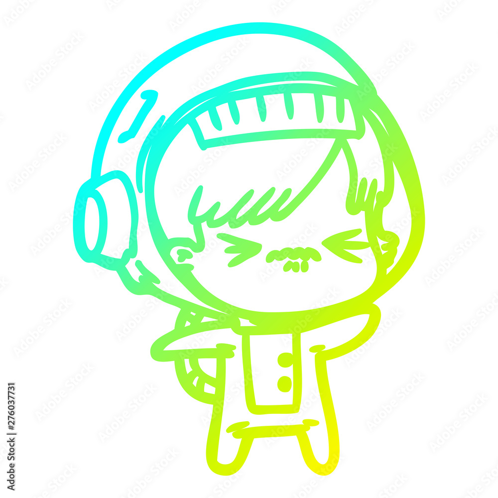 cold gradient line drawing cartoon astronaut woman cold gradient line drawing cartoon astronaut woman