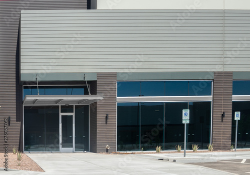 Entrance to new commercial business facade 
