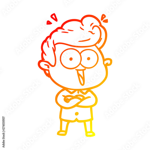 warm gradient line drawing cartoon excited man