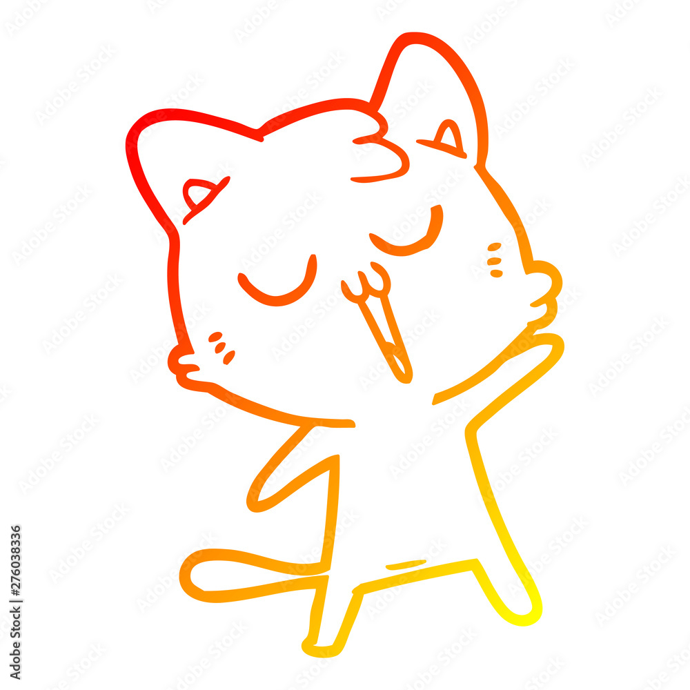 warm gradient line drawing cartoon cat singing warm gradient line drawing cartoon cat singing