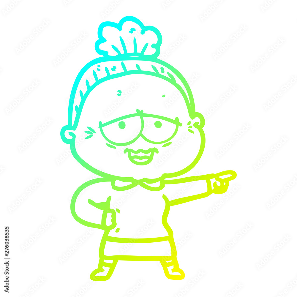 cold gradient line drawing cartoon happy old lady cold gradient line drawing cartoon happy old lady