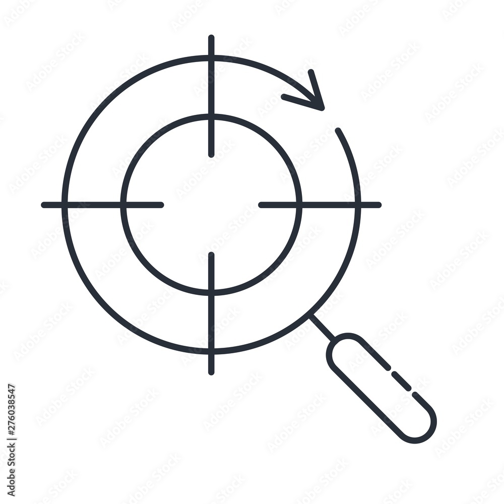 Analysis of business prospects. Vector linear icon, white background. Analysis of business prospects. Vector linear icon, white background.