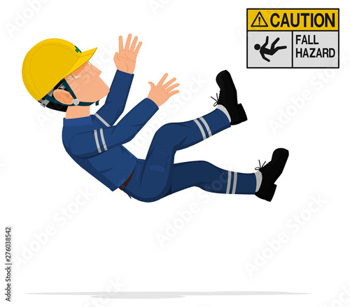 An industrial worker is falling from high level.
